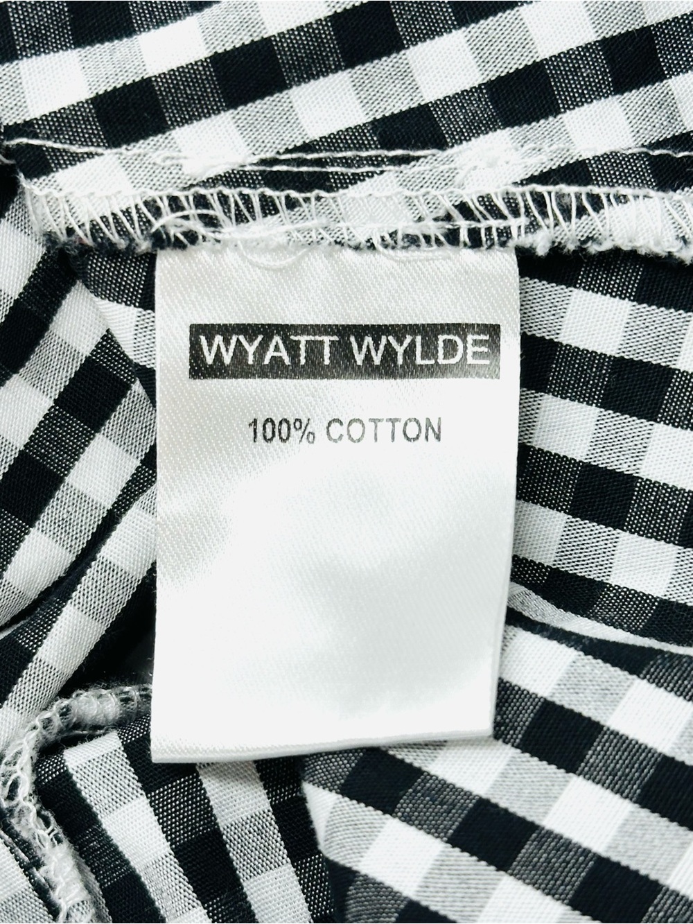 Wyatt Wylde Gingham Ida Dress Large Black White High-Low Ruffle Hem Sleeveless - Picture 9 of 14